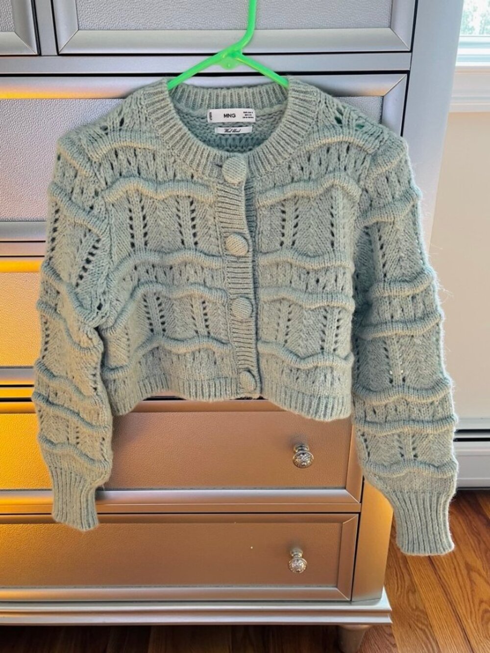 Mango Beautiful Mint Wool Blend Cropped Cardigan - Picture 3 of 12
